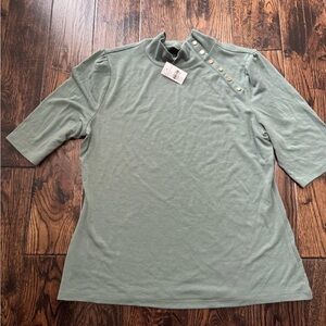 Elegant Green Button-Detail Top